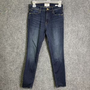 Frame Jeans Women 27 Le High Skinny Blue Cropped Slit Ankle Stretch Dark Wash